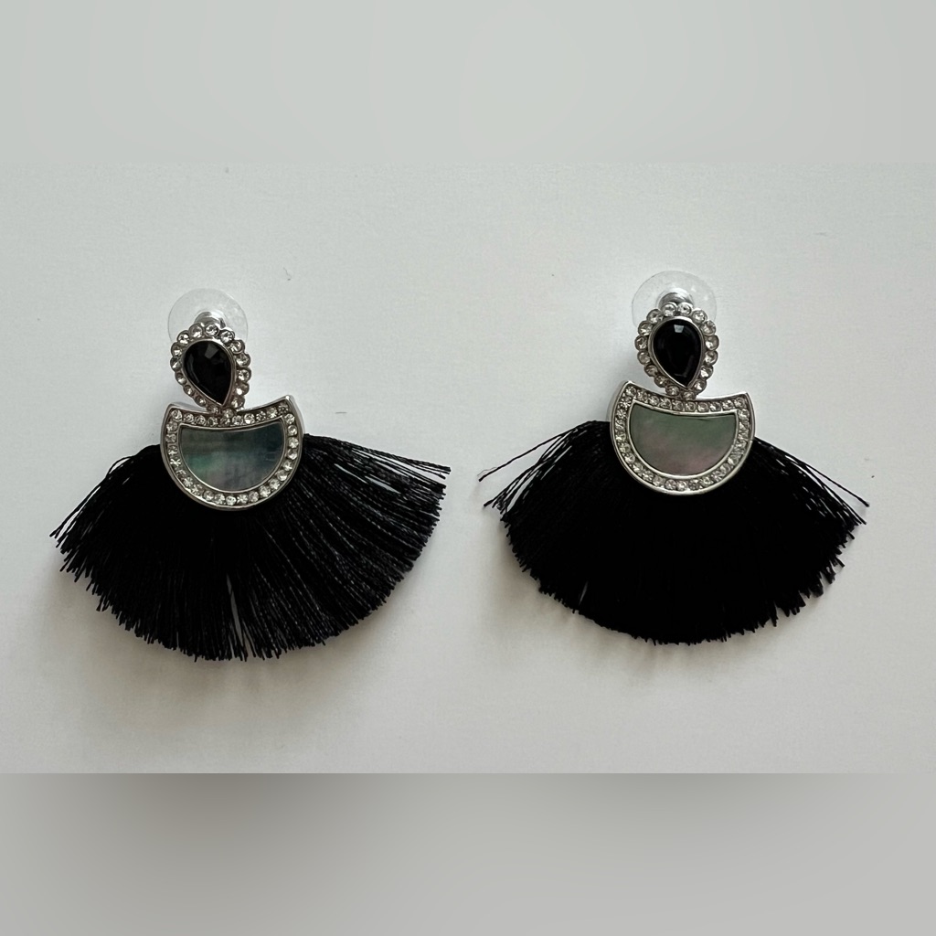 Premier Black And Silver Statement Earrings 12$